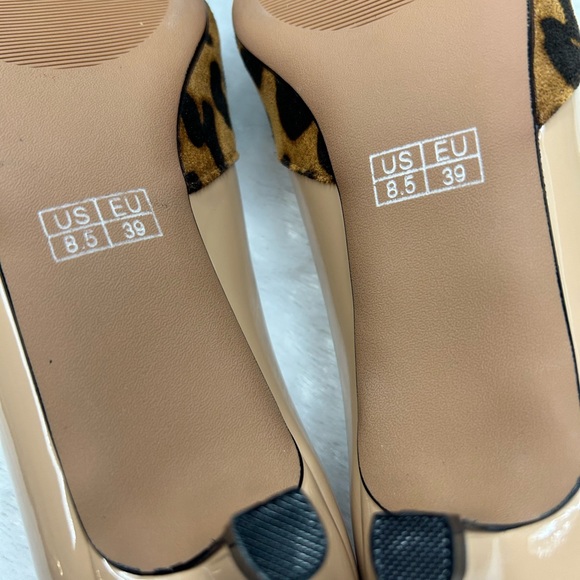 Leopard Print and Tan Women's Kitten Heels - Picture 4 of 7